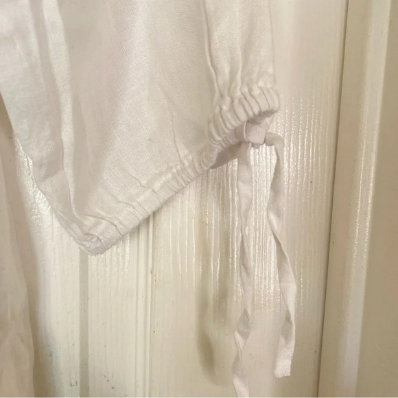 J Crew Linen Mini Dress White Rainbow Stripe Off Shoulder Size XS - Picture 6 of 9